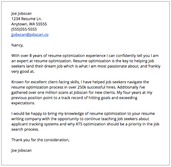 Cover Letter Examples Jobscan