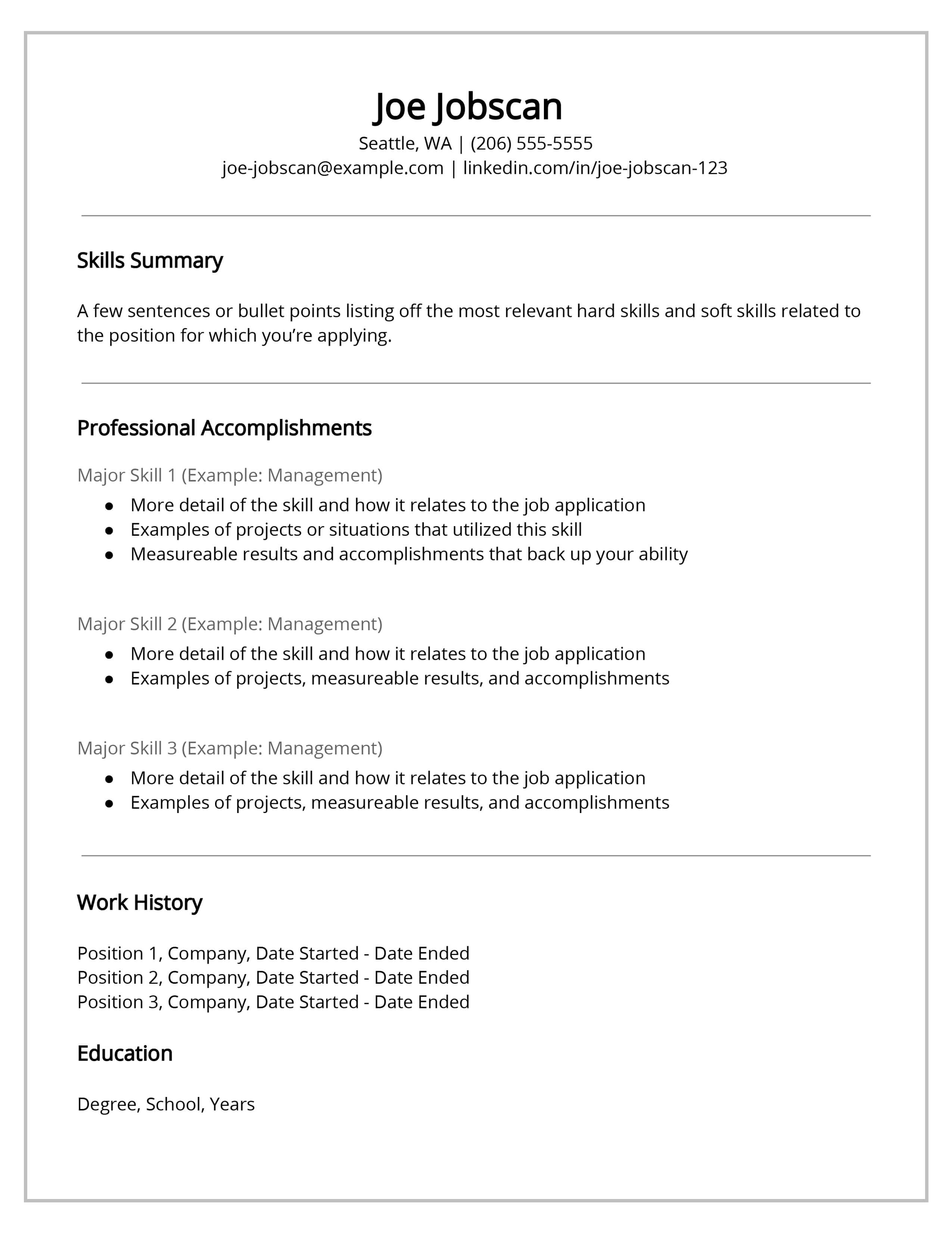 simple resume template free download