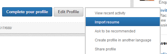 Import your resume to LinkedIn